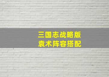 三国志战略版 袁术阵容搭配